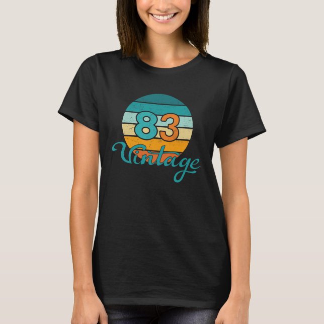 Retro Solnedgång 83 Vintage Nött T Shirt (Framsida)