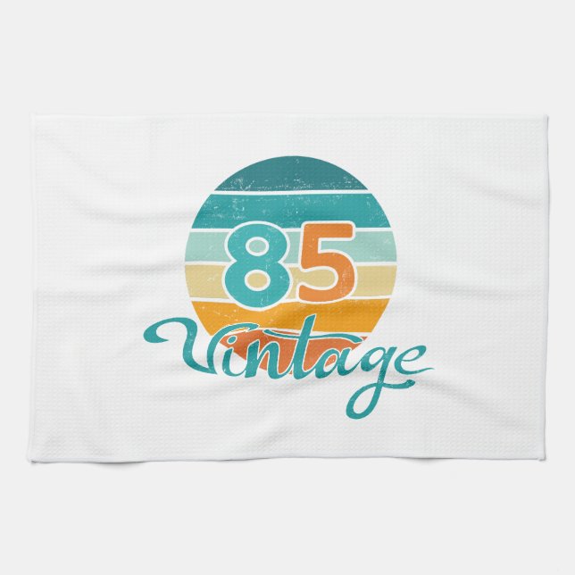 Retro Solnedgång 85 Vintage Distressed Kökshandduk (Horisontell)