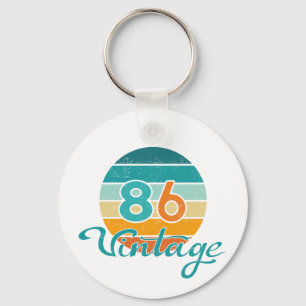 Retro Solnedgång 86 Vintage Distressed Nyckelring