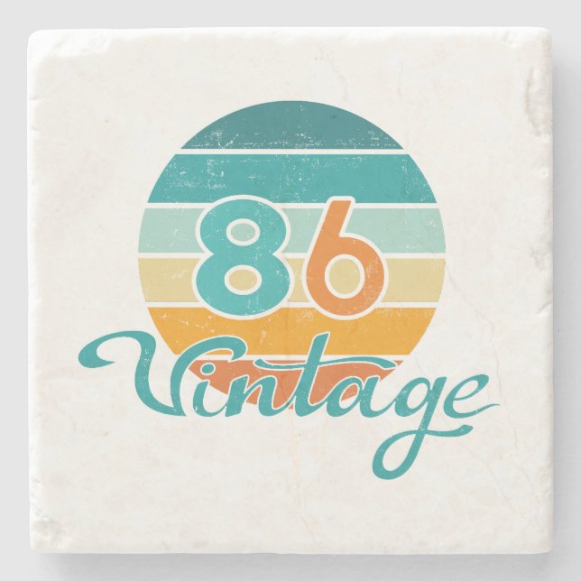 Retro Solnedgång 86 Vintage Distressed Stenunderlägg (Framsidan)
