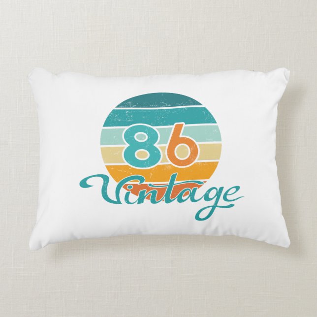 Retro solnedgång 86 Vintage slitna Prydnadskudde (Framsidan)