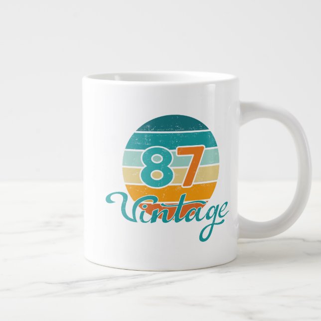 Retro Solnedgång 87 Vintage Distressed Jumbo Mugg (Höger)