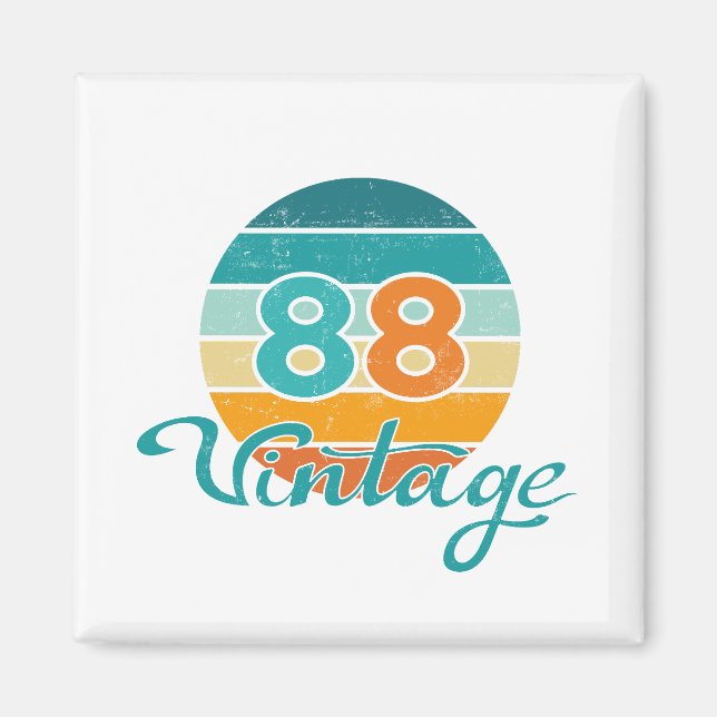 Retro Solnedgång 88 Vintage Distressed Magnet (Framsidan)