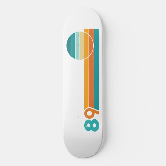 Retro Solnedgång 89 Badduk Mini Skateboard Bräda 18,5 Cm (Framsida)