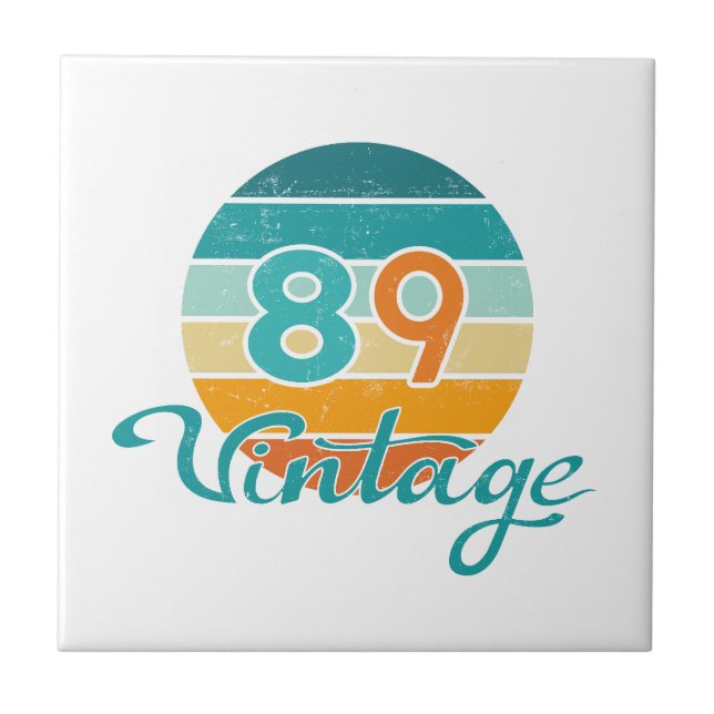 Retro Solnedgång 89 Vintage Distressed Kakelplatta (Framsidan)
