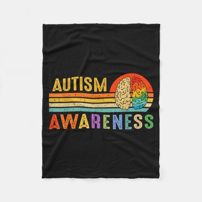 Retro solnedgång Autism Medvetenhet Neurodiversite Fleecefilt (Framsidan)