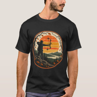 Retro Solnedgång Bågskytt I Höstskog T Shirt