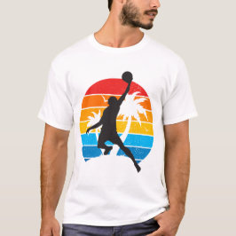 Retro Solnedgång Basketboll Dunk Hoop Sport  T Shirt