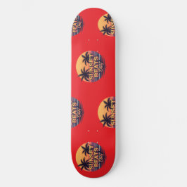 Retro Solnedgång Beats Endast Palmträd Vintage Mini Skateboard Bräda 18,5 Cm