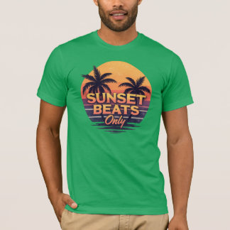 Retro Solnedgång Beats Endast Palmträd Vintage T Shirt