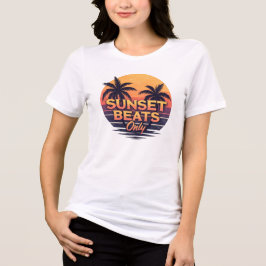 Retro Solnedgång Beats Endast Palmträd Vintage T Shirt