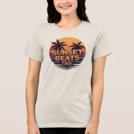 Retro Solnedgång Beats Endast Palmträd Vintage T Shirt