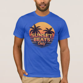 Retro Solnedgång Beats Endast Palmträd Vintage T Shirt