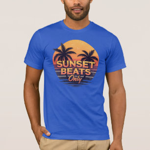 Retro Solnedgång Beats Endast Palmträd Vintage T Shirt