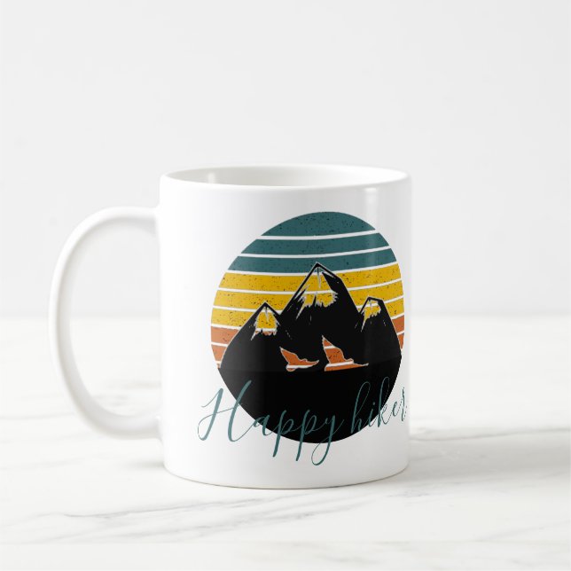 Retro solnedgång berg anpassad kaffemugg (Vänster)