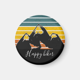 Retro solnedgång berg anpassad magnet