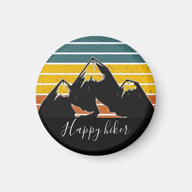 Retro solnedgång berg anpassad  magnet (Framsidan)