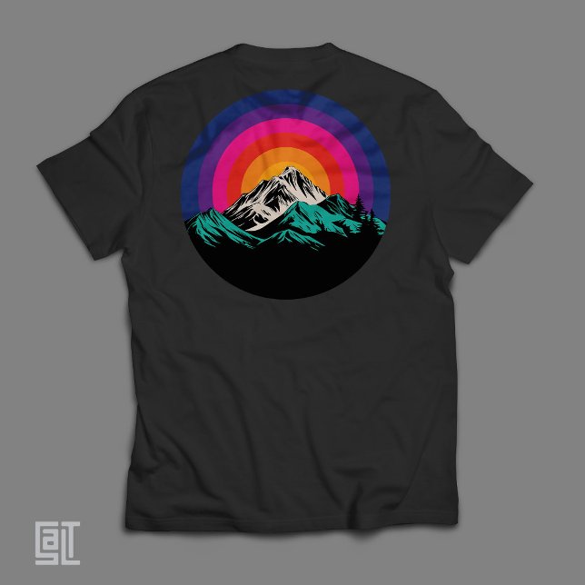 Retro Solnedgång Berg T Shirt (Skapare uppladdad)