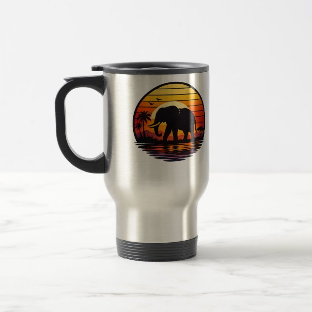 Retro Solnedgång Elefant Siluett Resemugg (Vänster)