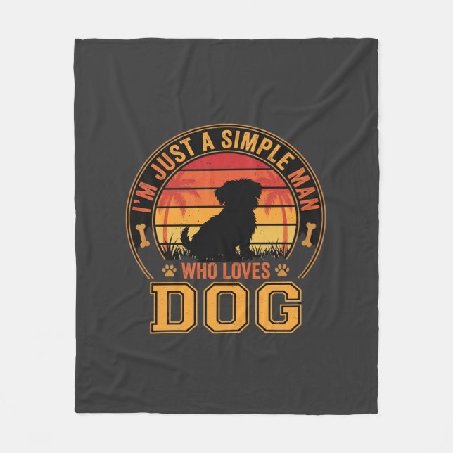 Retro solnedgång enkel hundälskare man fleecefilt (Framsidan)