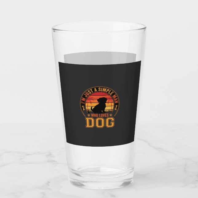 Retro solnedgång enkel hundälskare man glaskopp (Framsida)