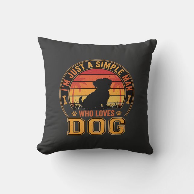 Retro solnedgång enkel hundälskare man kudde (Framsida)