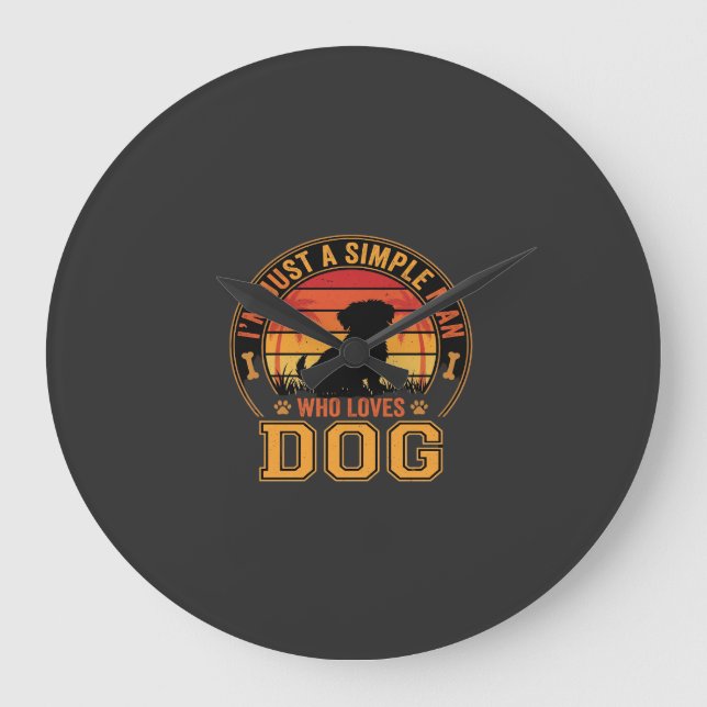 Retro solnedgång enkel hundälskare man stor klocka (Framsida)