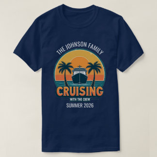 Retro Solnedgång Familjekryssning Semester Anpassa T Shirt