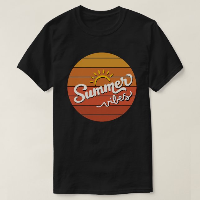 Retro solnedgång för herrar med sommarstämning t shirt (Design framsida)