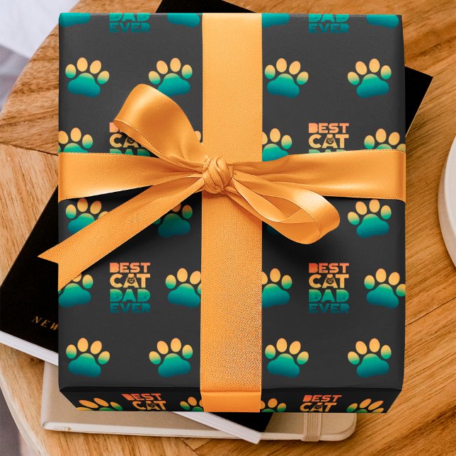 Retro solnedgång foto Fars dag Bästa kattpappa någ Presentpapper (Skapare uppladdad)