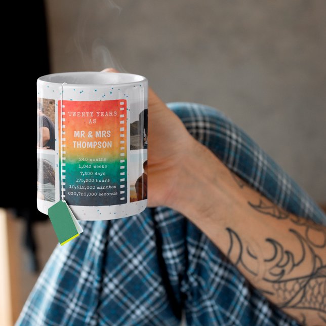 Retro Solnedgång Foto Herr och fru 20-årsjubileum Kaffemugg (Skapare uppladdad)