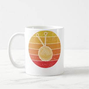Retro Solnedgång Garn Rolig Stickare Trevlig Stick Kaffemugg