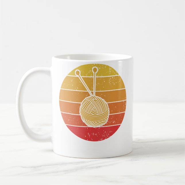 Retro Solnedgång Garn Rolig Stickare Trevlig Stick Kaffemugg (Vänster)