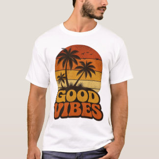 Retro Solnedgång Goda Vibrationer Grafisk T-Shirt