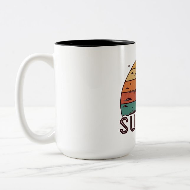 Retro Solnedgång Horisont Grafisk Mugg (Vänster)