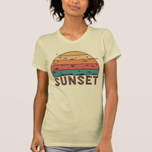 Retro Solnedgång Horisont Grafisk T-Shirt