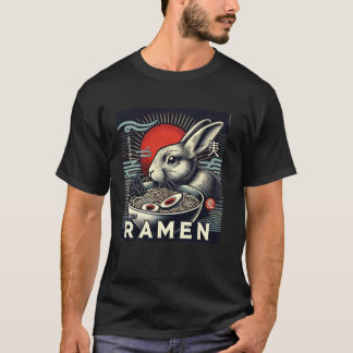 Retro Solnedgång Japansk Konst Vilda Djur Nudel Äl T Shirt