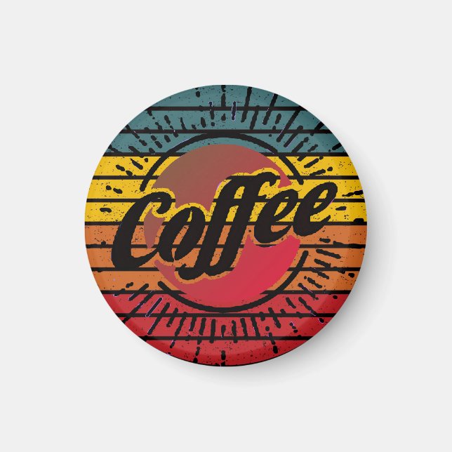Retro solnedgång kaffe  magnet (Framsidan)