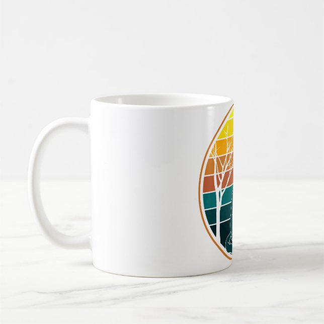 Retro Solnedgång Katt Anime Kawaii Konst Kaffemugg (Vänster)