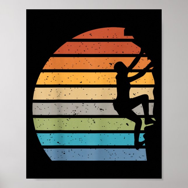 Retro solnedgång klippklättring utomhus sport berg poster (Framsidan)