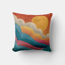 Retro Solnedgång Moln Abstrakt Bauhaus Kudd Kudde
