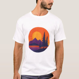Retro Solnedgång Natur Vibe | Vintage 80-tals Este T Shirt