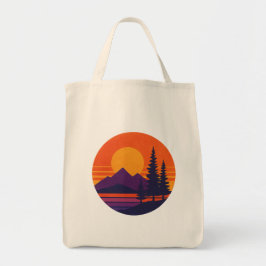 Retro Solnedgång Natur Vibe | Vintage 80-talsestet Tygkasse