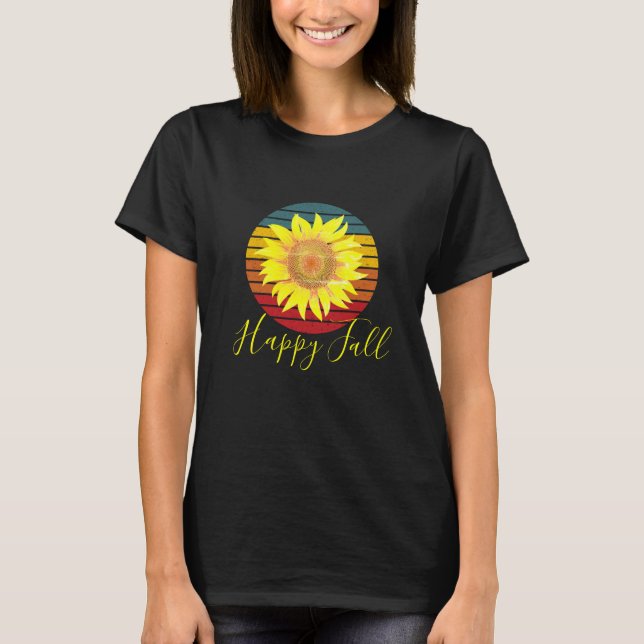 Retro solnedgång och solros T-Shirt (Framsida)