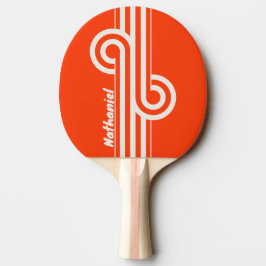 Retro solnedgång orange dubbelrandig loop med namn pingisracket