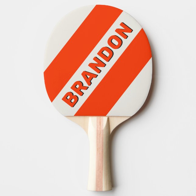 Retro Solnedgång Orange Tre Feta Ränder med Namn Pingisracket (Framsidan)
