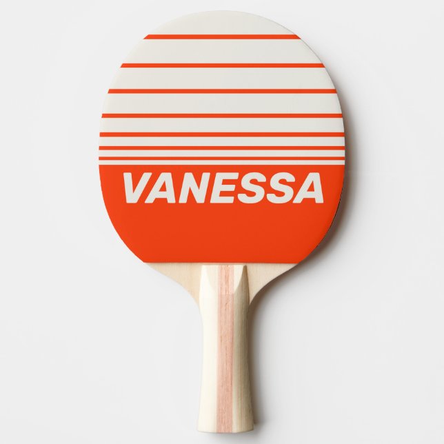 Retro Solnedgång Orange Tre Horisontella Ränder me Pingisracket (Framsidan)