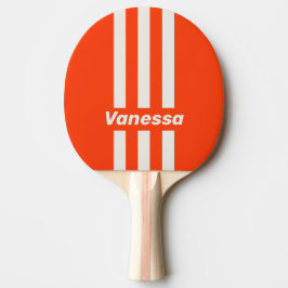 Retro Solnedgång Orange Tre Pin Streck med Namn Pingisracket