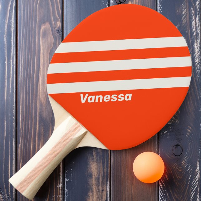 Retro Solnedgång Orange Tre Ränder med Namn Pingisracket (Skapare uppladdad)