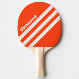Retro Solnedgång Orange Trevinklad Rand med Namn Pingisracket